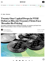 Twenty One Capital Drops in NYSE Debut as Bitcoin Treasury Firms Face ‘Broader Re-Pricing’ - Decrypt