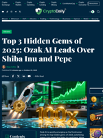Top 3 Hidden Gems of 2025: Ozak AI Leads Over Shiba Inu and Pepe - Crypto Daily