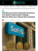 SoFi Becomes First Federally Chartered U.S. Bank to Add Crypto Trading — Bitcoin, Ethereum, Solana Now Available