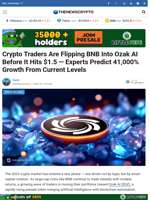 Crypto Traders Are Flipping BNB Into Ozak AI Before It Hits $1.5 — Experts Predict 41,000% Growth From Current Levels