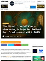 The Altcoin ChatGPT Keeps Mentioning Is Projected To Beat Both Cardano And XRP In 2025 | Live Bitcoin News
