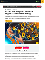 Vanguard Is Now the Largest Holder of Bitcoin-Bullish Strategy