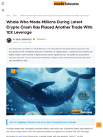 Crypto Whale Who Profited Millions From Crash Places 10X Trade