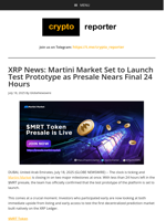 XRP News: Martini Market Set to Launch Test Prototype as Presale Nears Final 24 Hours