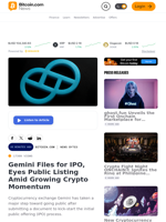 Gemini Files for IPO, Eyes Public Listing Amid Growing Crypto Momentum – News Bytes Bitcoin News