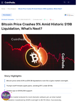 Bitcoin Price Crashes 9% Amid Historic $19B Liquidation, What’s Next?