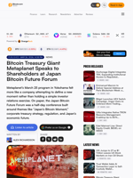 Bitcoin Treasury Giant Metaplanet Speaks to Shareholders at Japan Bitcoin Future Forum – Bitcoin News