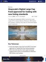 Grayscale's Digital Large Cap Fund approved for trading with new listing standards