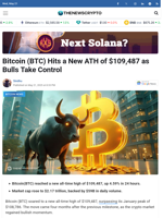 Bitcoin (BTC) Hits a New ATH of $109,487 as Bulls Take Control - TheNewsCrypto