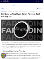 Coinbase Listing Hype Sends Fartcoin Back Into Top 100