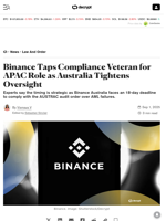 Binance Taps Compliance Veteran for APAC Role as Australia Tightens Oversight - Decrypt