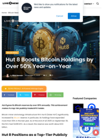 Hut 8 Boosts Bitcoin Holdings by Over 50% Year-on-Year | Live Bitcoin News
