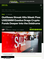 Outflows Streak Hits Week Five: US$288M Exodus Drags Crypto Funds Deeper into the Doldrums | CCN.com