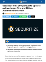 Securitize Wins EU Approval to Operate as Investment Firm
