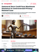 Samourai Devs Could Face Maximum Sentence in Controversial Privacy-Related Case - Coinspeaker