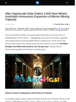 After Hyperscale Data Orders 2,000 New Miners, AutoHash Announces Expansion of Bitcoin Mining Capacity - Visionary Financial