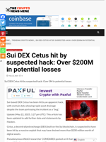 Sui DEX Cetus hit by suspected hack: Over $200M in potential losses - The Crypto News Wire
