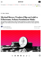 Myriad Moves: Traders Flip on Gold vs Ethereum, Solana Sentiment Sinks - Decrypt