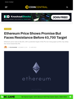 Ethereum Price Shows Promise But Faces Resistance Before $3,700 Target