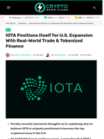 IOTA Positions Itself for U.S. Expansion With Real-World Trade & Tokenized Finance - Crypto News Flash