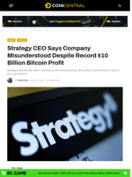 Strategy CEO Says Company Misunderstood Despite Record $10 Billion Bitcoin Profit - CoinCentral