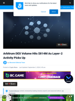 Arbitrum DEX Volume Hits $814M As Layer-2 Activity Picks Up