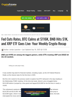Fed Cuts Rates, BTC Calms at $116K, BNB Hits $1K, and XRP ETF Goes Live: Your Weekly Crypto Recap