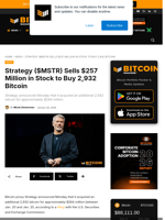 Strategy ($MSTR) Sells $257M In Stock To Buy 2,932 Bitcoin