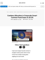 Cardano Allocation in Grayscale Smart Contract Fund Soars to 20.2%