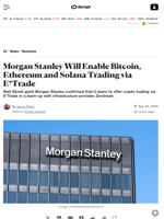 Morgan Stanley Will Enable Bitcoin, Ethereum and Solana Trading via E*Trade - Decrypt