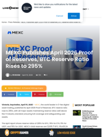 MEXC Publishes April 2026 Proof of Reserves, BTC Reserve Ratio Rises to 295% | Live Bitcoin News