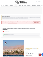 Jordan clears Aqaba airport, seaport amid credible threat: US embassy