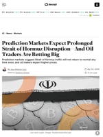 Prediction Markets Expect Prolonged Strait of Hormuz Disruption—And Oil Traders Are Betting Big - Decrypt