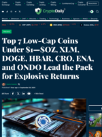 Top 7 Low-Cap Coins Under $1—$OZ, XLM, DOGE, HBAR, CRO, ENA, and ONDO Lead the Pack for Explosive Returns - Crypto Daily