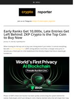 Early Ranks Get 10,000x, Late Entries Get Left Behind: ZKP Crypto Is the Top Coin to Buy Now