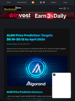 ALGO Price Prediction: Targets $0.10-$0.12 by April 2026 - Blockchain.News