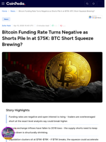 Bitcoin Funding Rate Turns Negative as Shorts Pile In at $75K: BTC Short Squeeze Brewing?