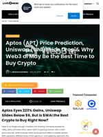Aptos (APT) Price Prediction, Uniswap (UNI) Price Drop & Why Web3 ai May Be the Best Time to Buy Crypto | Live Bitcoin News