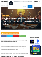 Crypto News: Wallets Linked To The Libra Scandal Open Bets On Solana | Live Bitcoin News