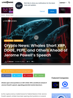 Crypto News: Whales Short XRP, DOGE, PEPE, and Others Ahead of Jerome Powell’s Speech | Live Bitcoin News
