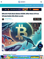 Bitcoin Pulls Back Below $120K After New ATH as Whale Ratio Hits Risk Levels