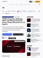 TRON Integrates deBridge MCP, Unlocking Seamless Cross-Chain Execution for AI Agents