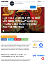 Neo Pepe Crosses $2M Presale Milestone While MAGACOIN FINANCE and Qubetics Draw Analyst Attention | Live Bitcoin News