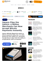 Square Flips the Switch: 4 Million Merchants Can Now Accept Bitcoin Payments Instantly – Crypto News Bitcoin News