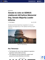 Senate to vote on GENIUS stablecoin bill before Memorial Day, Senate Majority Leader informs