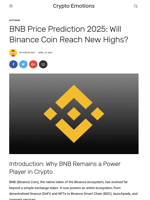 BNB Price Prediction 2025: Will Binance Coin Reach New Highs?
