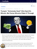 Trump's “ Extremely Hard” Hits Hard On Bitcoin, But Some Altcoins Make It Through.
