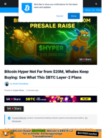 Bitcoin Hyper Not Far from $20M, Whales Keep Buying: See What This $BTC Layer-2 Plans