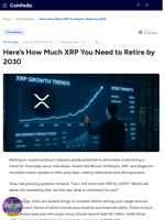 Here’s How Much XRP You Need to Retire by 2030. A New 100-Fold Opportunity Emerges? - Minotaurus (MTAUR)