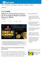 Whale.io Announces Launch of its AI Agent Model Context Protocol (MCP)